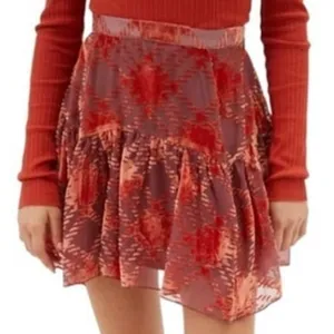 Y2K Urban Outfitters Vera Crushed Velvet Mini‎ Skirt Size S Tiered A-Line Flowy thumbnail 1
