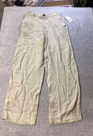 A New Day Womens High-Rise Wide Leg Linen Blend Pleated Pants Cream White Size 4 thumbnail 1