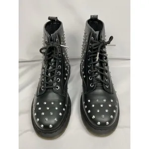 Dr. Martens 1460 Stud Combat Boots Black Wanama Leather 8-Eye Lace Up Ladies 7 thumbnail 2