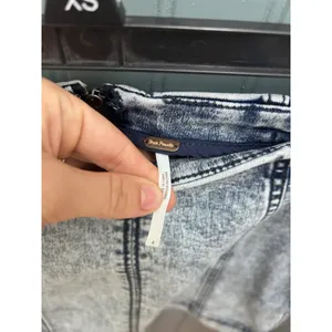 Free People Blue Acid Wash Denim Mini Skirt High Rise Seam Detail Size 6 thumbnail 2