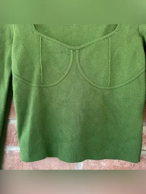 Abercrombie Fitch Corset Top Sweater Women’s Medium Green Slim Fit Knit thumbnail 4
