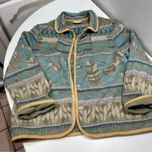Vtg Coldwater Creek Southwest Jacket Women M Feather Wool Blend Aztec Cottage thumbnail 1