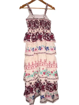 Halfheart Tiered Ruffle Maxi Dress Medium NWOT Pink thumbnail 4