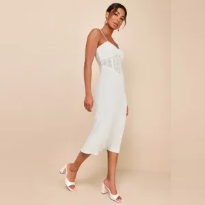 NWT Lulus White Lace Bustier Midi Dress Bridal Engagement Bachelorette Party XL thumbnail 2
