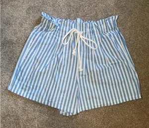 Wild Fable Blue and White Striped Paperbag Shorts thumbnail 1