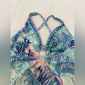 Lilly Pulitzer Brenta Tankini Top Multi Saltwater Blue Women’s Size 4 thumbnail 4