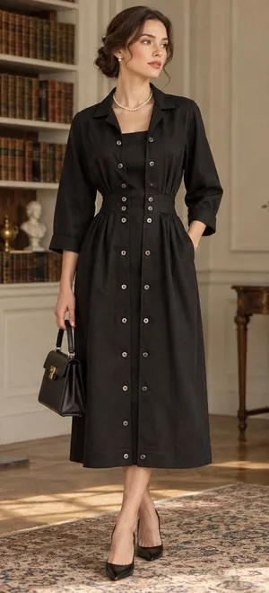Vintage D.Frank Jacket Dress Sz 6 90s Quiet Luxury Corpcore Double Breasted USA thumbnail 1
