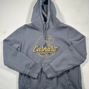 Carhartt Women’s Small Gray Pullover Hoodie Graphic Logo Sweatshirt Cozy Casual thumbnail 2