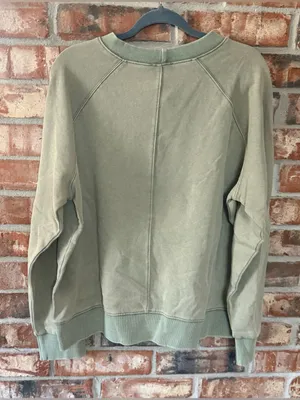 easel Olive Green Crewneck Sweatshirt with Cowboy Hat & Boots Graphic thumbnail 5