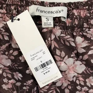 Francescas Brown Pink Floral Tie Back Balloon Sleeve Top Size‎ Small NWT $46 thumbnail 4