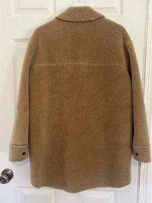 Zara Teddy Shacket Oversized Sherpa Fleece Jacket Neutral Minimalist Quiet Luxury Coat S thumbnail 3