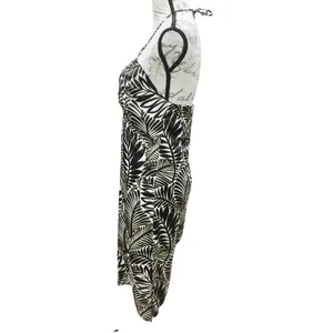 Christian Lacroix Black White Palm Leaf Halter Midi Dress Keyhole Size Small thumbnail 3