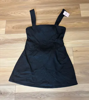 NWT PrettyLittleThing Black Bow Back Mini Dress US 10 thumbnail 1