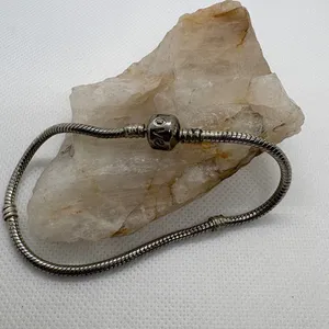Vintage Sterling Silver 925 Snake Chain Charm Bracelet Love Barrel Clasp 7.75in thumbnail 7