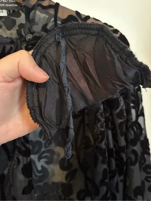 Onyx Nite Vintage Black Velvet Burnout Cardigan Shrug Bolero One Button Whimsigoth Witchy thumbnail 5