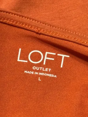 LOFT Orange Wrap-Front Short Sleeve Blouse size Large NWT thumbnail 5