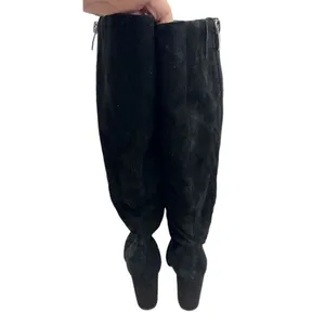 Nine West Black Leather Knee High Block Heel Pointed Toe Boots Size 6.5 M thumbnail 6