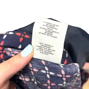Anthropologie Cartonnier Pants Geometric Print Wide Leg Rayon Navy Blue Size 4‎ thumbnail 11