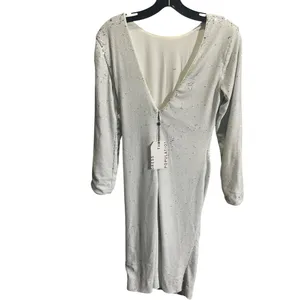 Dress The Population Sequin Mini Dress M Backless White Long‎ Sleeve thumbnail 2
