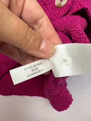 J. Crew size small knit Short-Sleeve Button Cardigan sweater purple pink Fuschia thumbnail 7