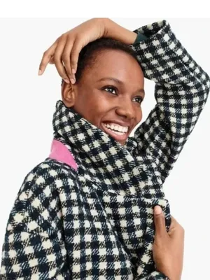 NWT J.Crew Oversized Topcoat in Ivory Black Green Check Tweed Wool Coat 0 $375 thumbnail 2