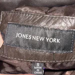 Y2K Indie Sleaze Jones New York Brown Leather Jacket Pleated Zip Up Grunge thumbnail 8