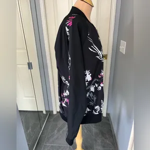 Fabletics Bev Bomber Jacket Size XXL Floral Print Black Zip Up‎ Athleisure Sport thumbnail 5