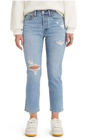Levi's Wedgie Straight Button Fly Distressed Jeans Size 27 thumbnail 1