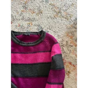 Spense Knits Womens Striped Sweater Pink Magenta Grey Y2K Emo Grunge Large thumbnail 2