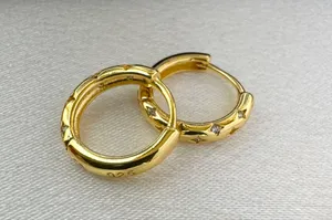 13mm Star Small Gold Hoop Earrings for Women Men thumbnail 4
