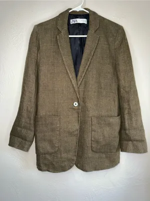 Zara Brown‎ Textured Blazer Women’s Small thumbnail 3