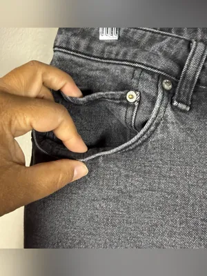 Abercrombie & Fitch High-Rise the mom Slim Straight Jeans - Black Wash SZ:33/16S thumbnail 7