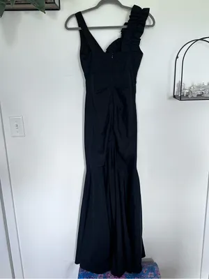 Xscape Black‎ Taffeta V Neck Sleeveless Mermaid Maxi Dress Gown Size 4 thumbnail 2
