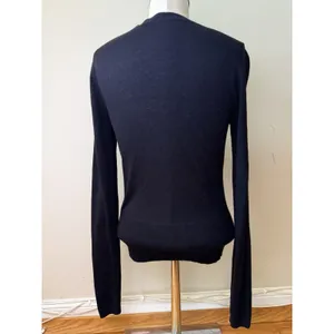 Elie Tahari Women's Silk Cashmere Ruffle Long Sleeve Button Black Cardigan XS thumbnail 2