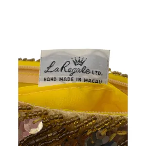 Vintage La Regale Sequin Clutch Bag Gold Swirl Beaded Evening Pouch Glam‎ Disco thumbnail 8