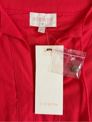 NWT Ciebon Eliza Embroidered Red Gauze Cotton A-Line Tropical Boho‎ Midi Dress thumbnail 6