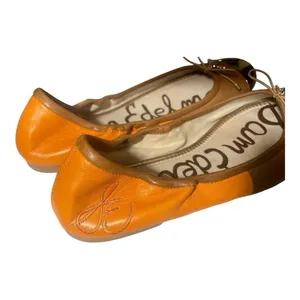 Sam Edelman Fairleigh Ballet Flats Orange Brown Gold Cap Toe Leather 9M thumbnail 8