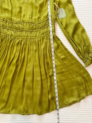 Ryegrass Moss Olive Green Long-Sleeve Smocked Waist Dress NWT thumbnail 8