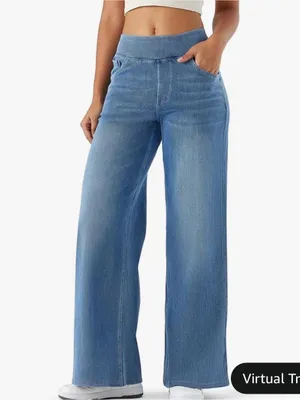 Halara Women’s Light Blue Jeans High Rise wide leg thumbnail 4
