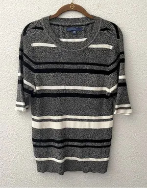 Apt. 9 Black & White Striped Sweater thumbnail 1