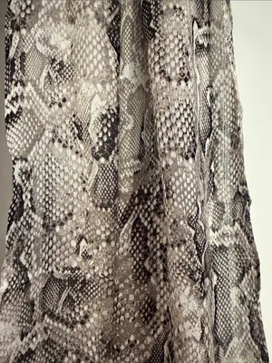 Lightweight Snake-Print Scarf in Black and Cream thumbnail 2