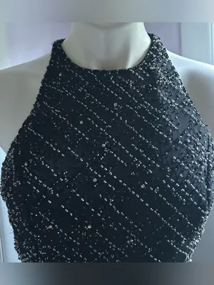 DESTINATION BY MON CHERI Beaded Halter Black Prom Gown Sz 8 thumbnail 6