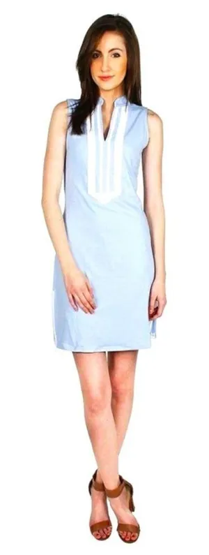 DUFFIELD LANE Grand Dress in Blue Seersucker Size Small thumbnail 1