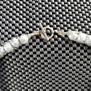 Metal Mesh Silver Textured Threaded Bead Necklace thumbnail 8
