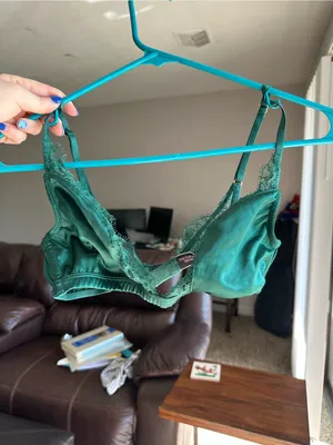 Victoria's Secret Satin & Lace Bralette in Emerald Green thumbnail 3