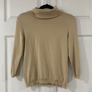 Lauren by Ralph Lauren Beige Turtleneck Lightweight Sweater thumbnail 2