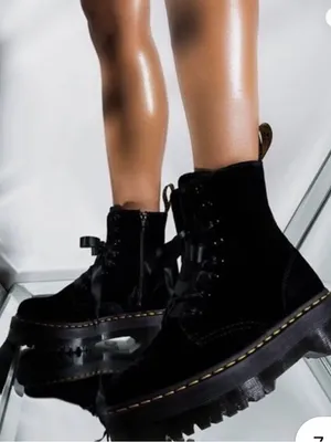 Dr. Martens Jadon‎ Black Velvet Platform Boots Satin Ribbon Laces Women’s US10 thumbnail 2