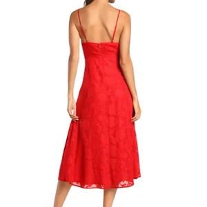 Lulus Perfectly Picturesque Red Floral Burnout Surplice Midi Dress Size Large thumbnail 3