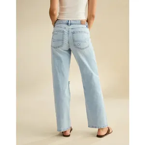 AMERICAN EAGLE Skylight Blue Strigid Ripped Knee High-Waisted Stovepipe Jeans thumbnail 2