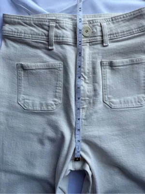 Zara Patch Pocket Marine High Waist Wide Leg Cream Jeans Size 6 thumbnail 7